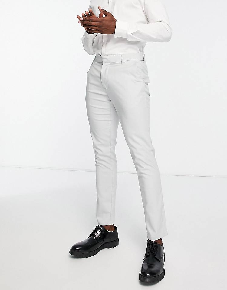 New Look skinny suit pants in light gray